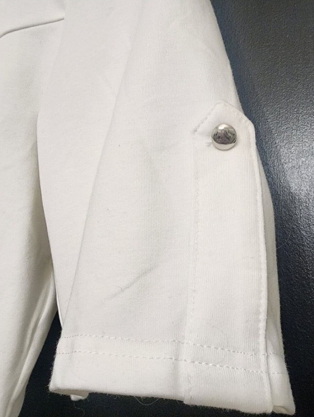 Aleeza Paris Naomi Stretch Ivory White Biker Jacket Top Moto Crop Large NWT - Picture 9 of 12